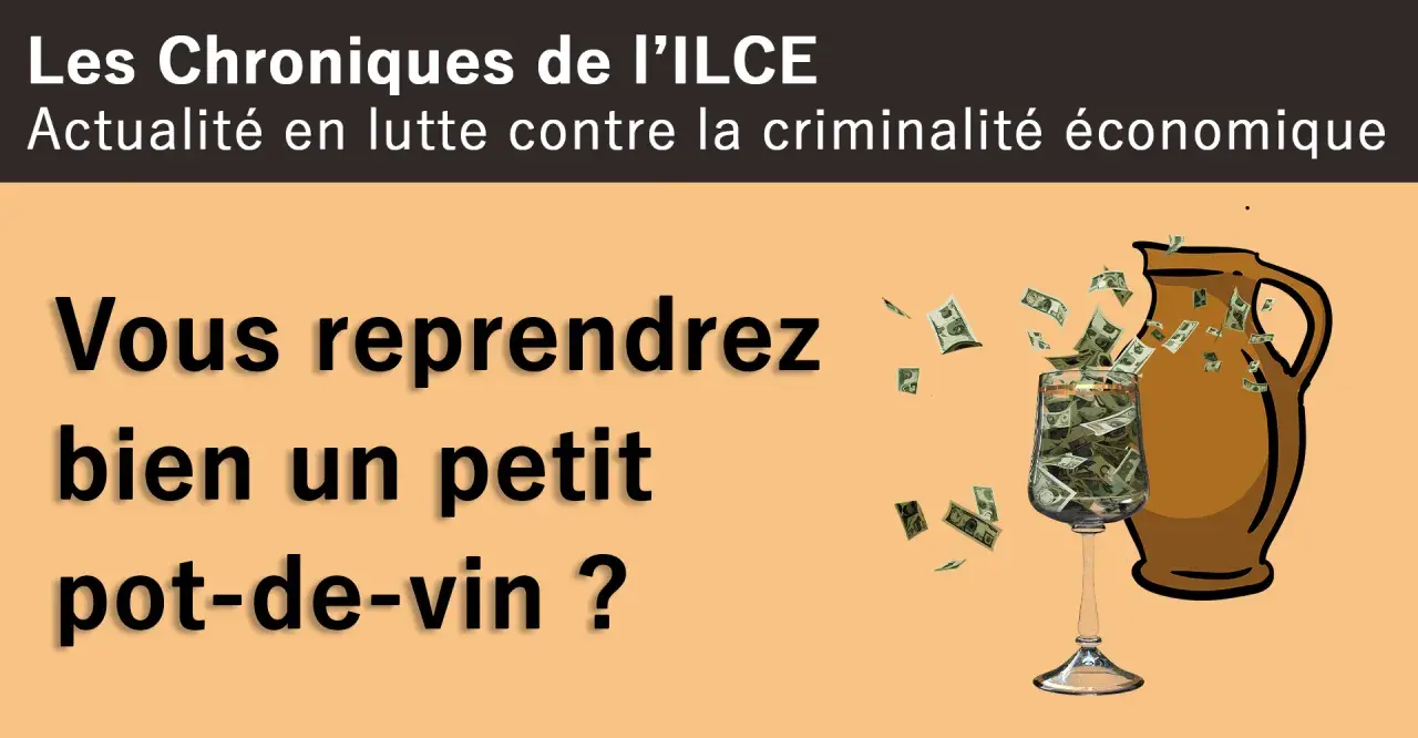 Un verre rempli de billets de banque, à côté d'une jarre d'où s'échappent des dollars. Le pot-de-vin, symbole de corruption.