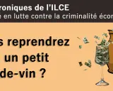 Un verre rempli de billets de banque, à côté d'une jarre d'où s'échappent des dollars. Le pot-de-vin, symbole de corruption.